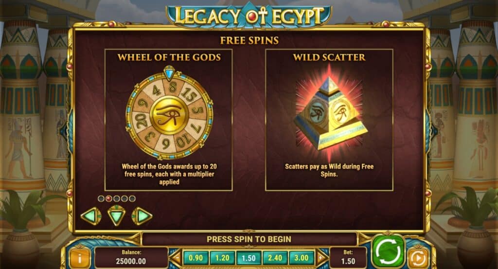 Legacy of Egypt Play'n GO Demo Ingyenes pörgetések funkció