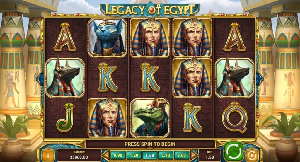 Legacy of Egypt Play'n GO Demo kezdőképernyő