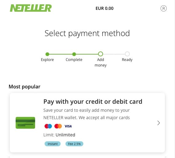 Kifizetés kérelmezése a Neteller segítségével