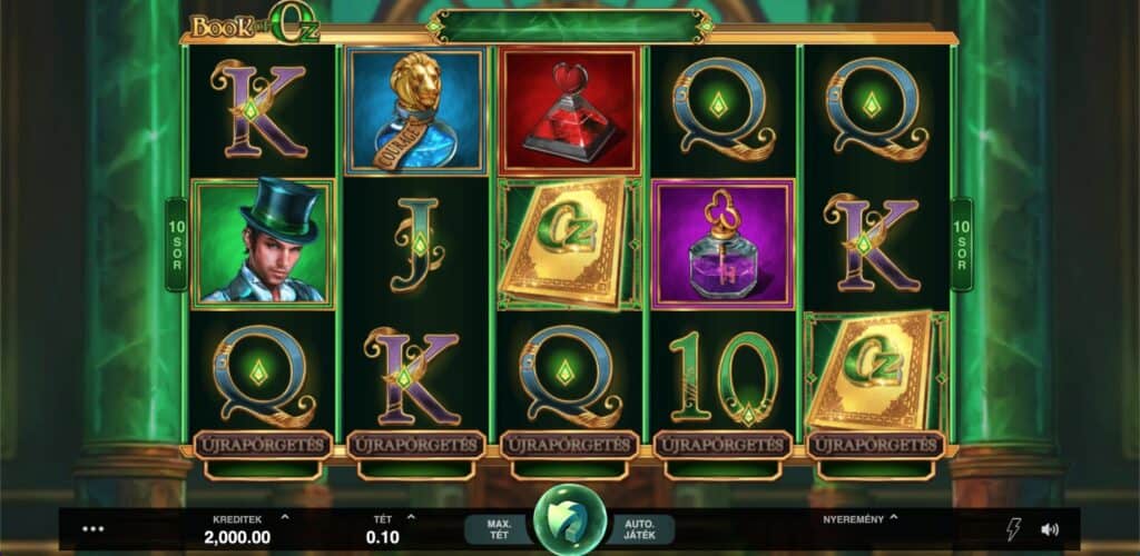 Book of Oz Microgaming Demo Kezdőképernyő