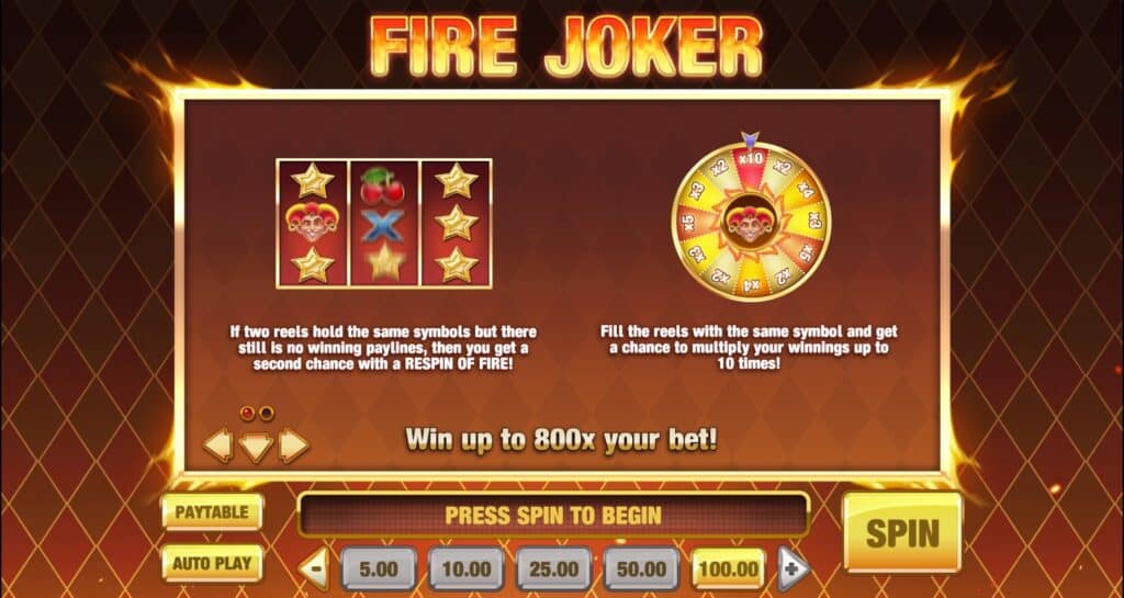 Fire Joker Play'n Go Demo Jellemzők