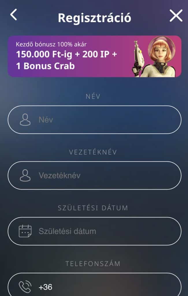 Személyes adatok megadása: 