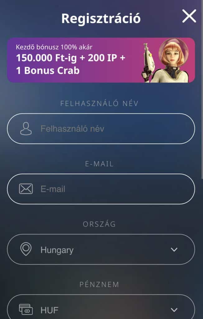 Az első űrlap kitöltése: 