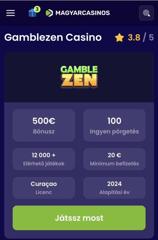 Nyisd meg a GambleZen honlapját: 
