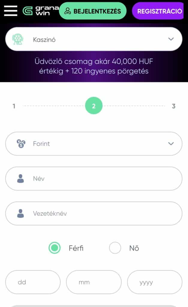 Írd be a személyes infókat