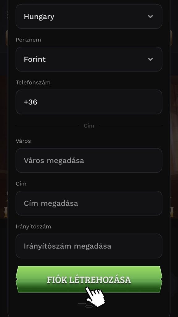 Fiók létrehozása