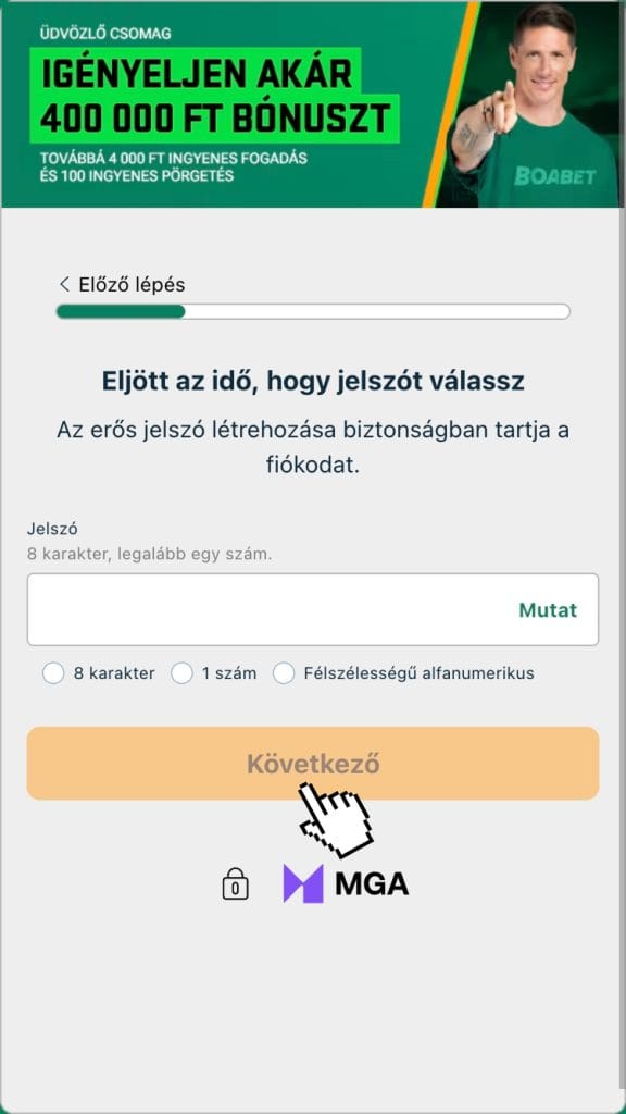 Jelszó kiválasztása