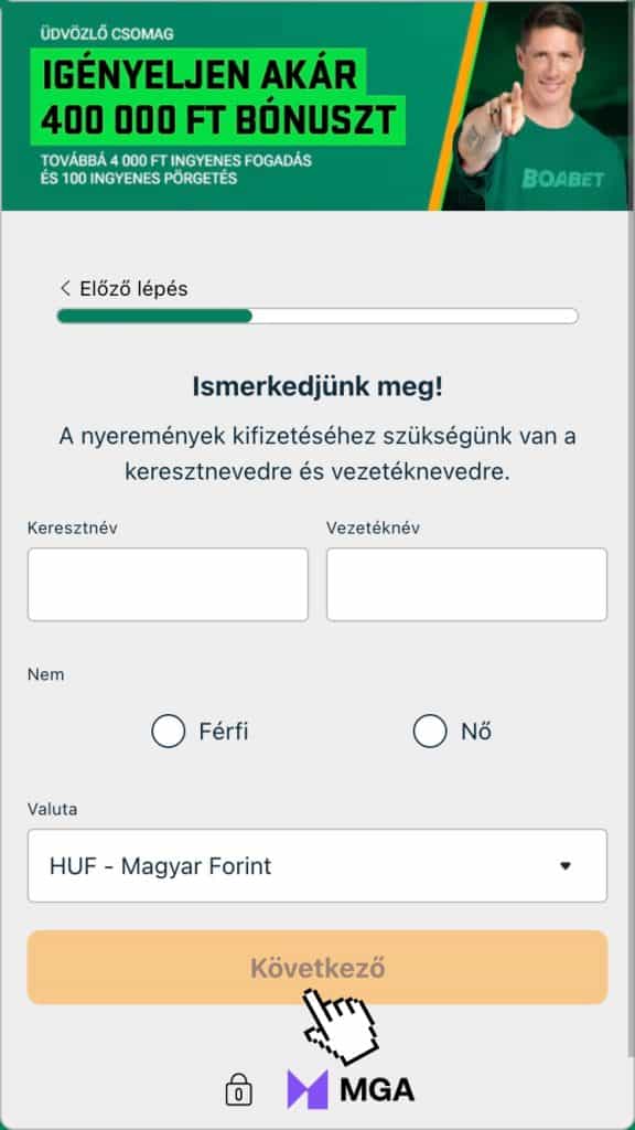 Alapadatok megadása