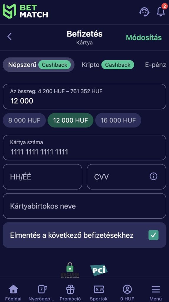 Befizetés és játék