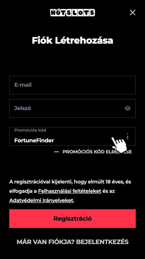 HotSlots promo code megadása