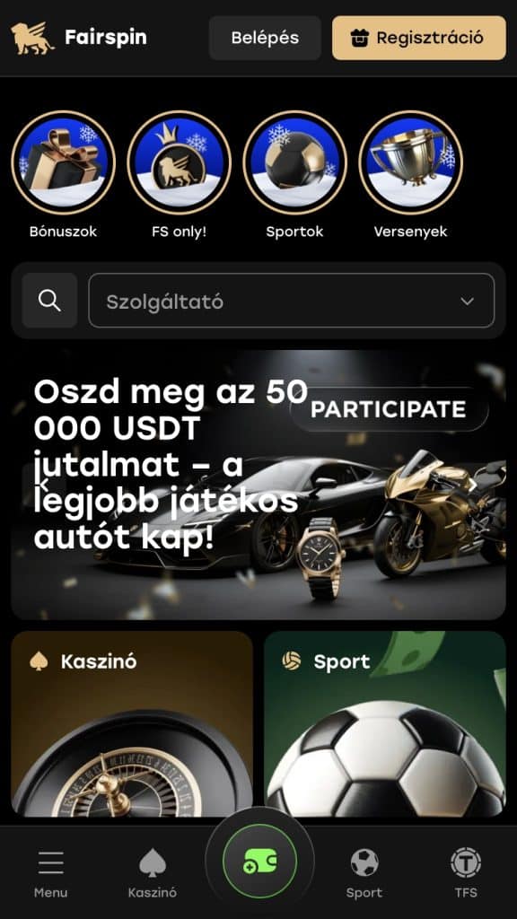 A Fairspin regisztráció