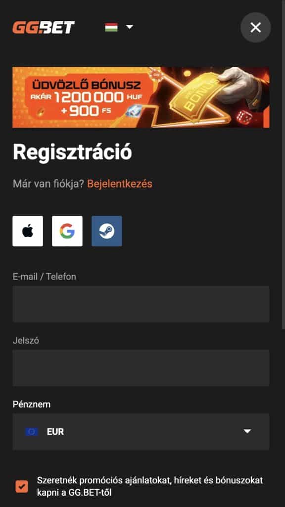 Regisztrálj a kaszinóban