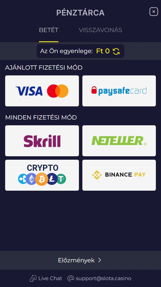 Első befizetés indítása