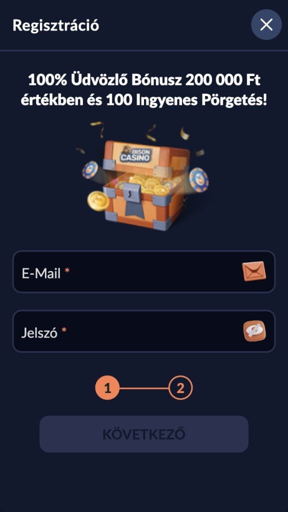 Kattints a Regisztrációs gombra.