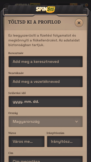 Írd be a kért adatokat