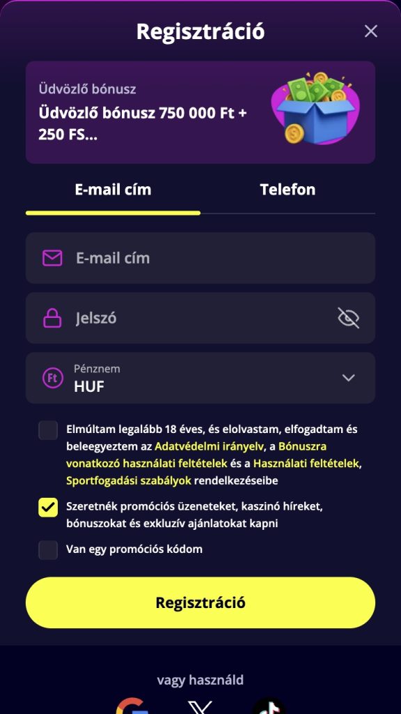 Töltsd ki az első űrlapot
