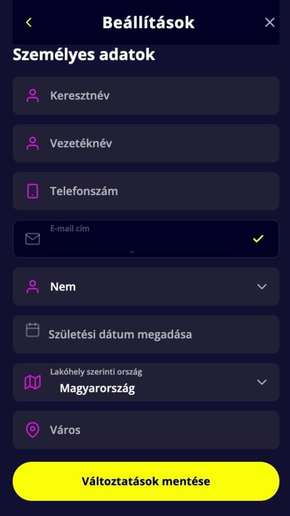 Add meg a személyes adatokat