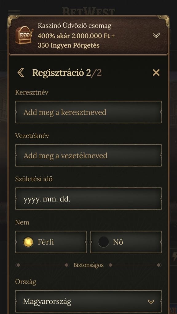 Add meg a személyes adataidat